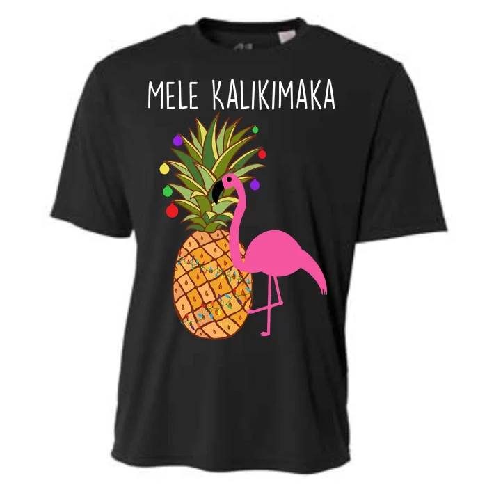 Mele Kalikimaka Flamingo Christmas Cooling Performance Crew T-Shirt