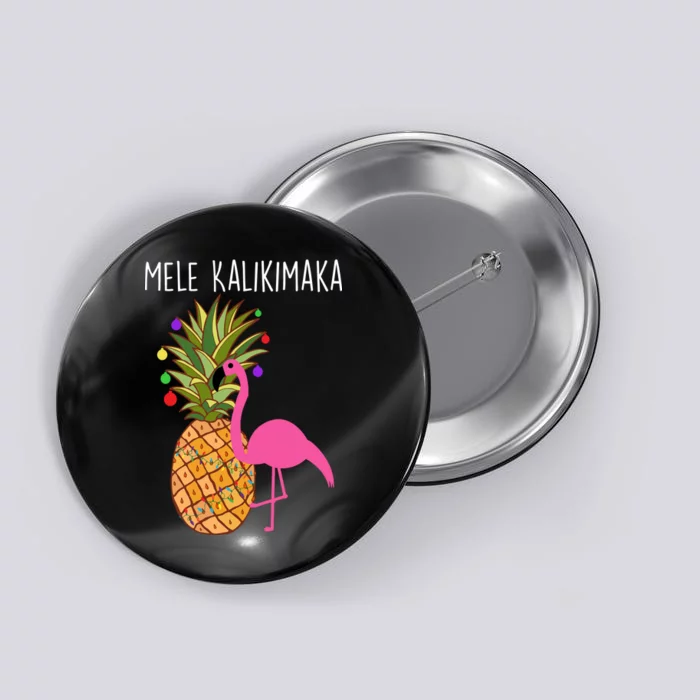 Mele Kalikimaka Flamingo Christmas Button