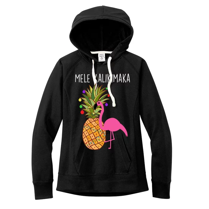 Mele Kalikimaka Flamingo Christmas Women's Fleece Hoodie