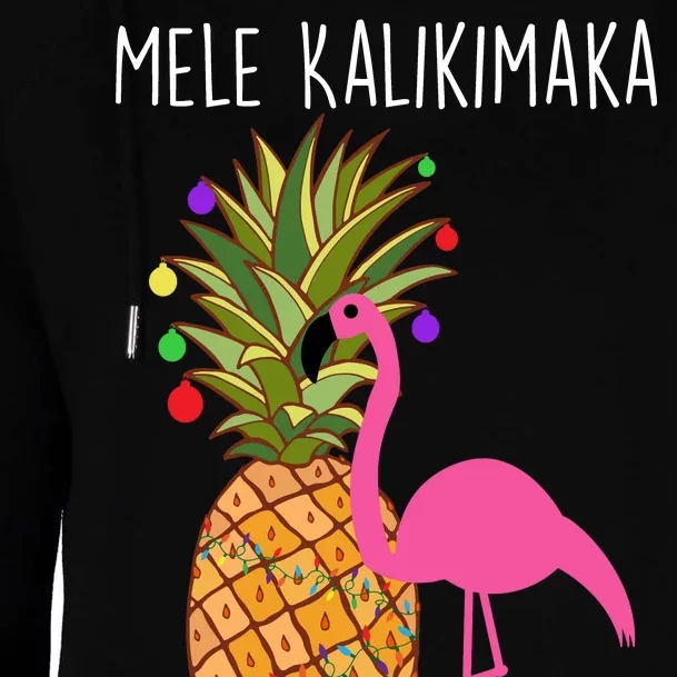 Mele Kalikimaka Flamingo Christmas Womens Funnel Neck Pullover Hood