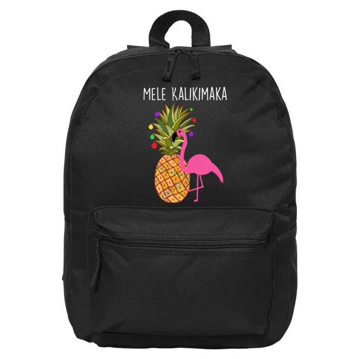 Mele Kalikimaka Flamingo Christmas 16 in Basic Backpack