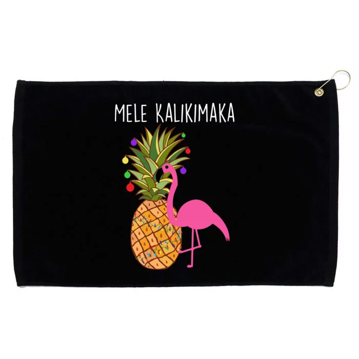 Mele Kalikimaka Flamingo Christmas Grommeted Golf Towel