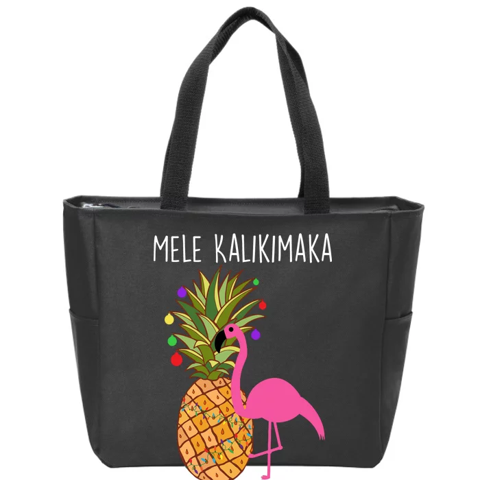 Mele Kalikimaka Flamingo Christmas Zip Tote Bag