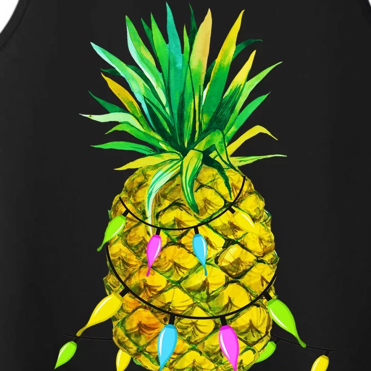 Mele Kalikimaka Pineapple Christmas lights Performance Tank