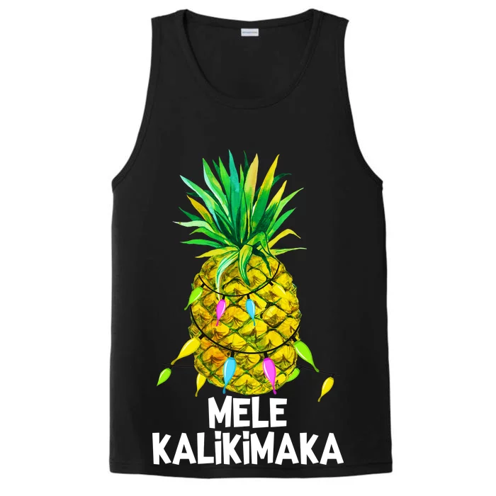 Mele Kalikimaka Pineapple Christmas lights Performance Tank