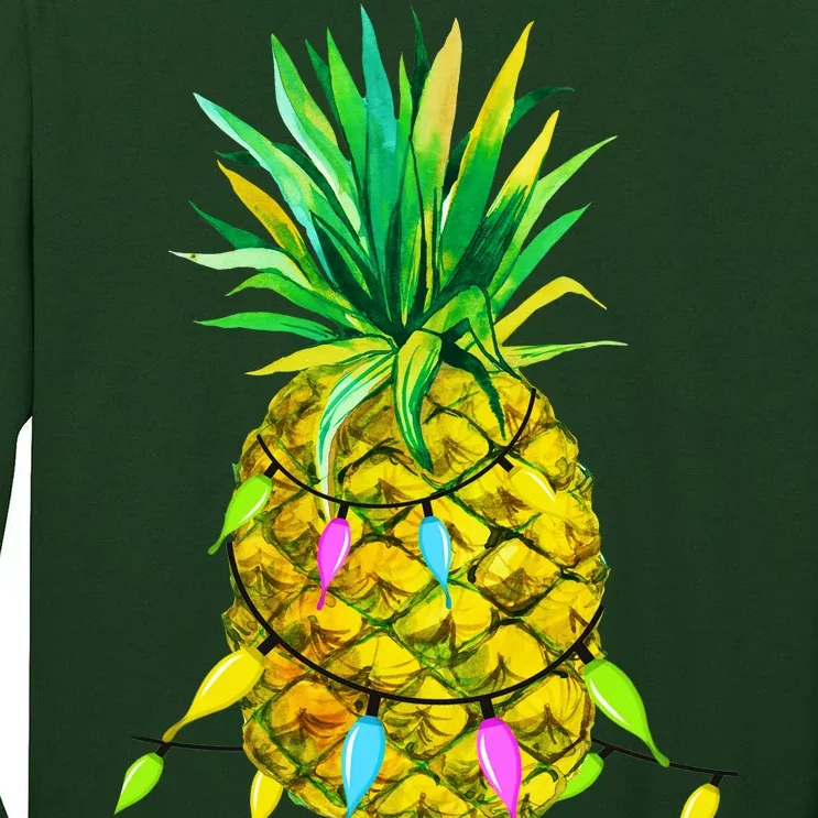 Mele Kalikimaka Pineapple Christmas lights Tall Long Sleeve T-Shirt