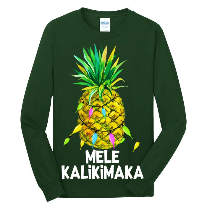 Mele Kalikimaka Pineapple Christmas lights Tall Long Sleeve T-Shirt