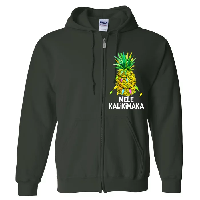 Mele Kalikimaka Pineapple Christmas lights Full Zip Hoodie