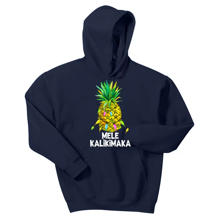 Mele Kalikimaka Pineapple Christmas lights Kids Hoodie