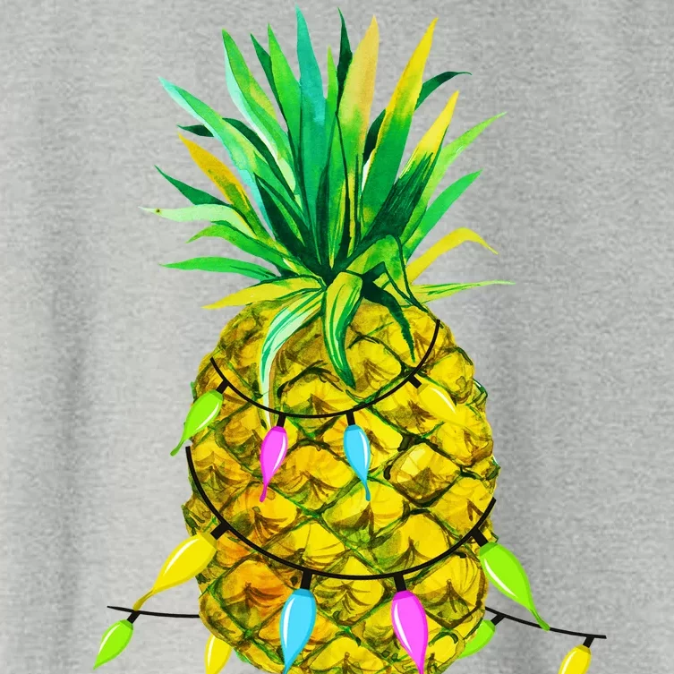 Mele Kalikimaka Pineapple Christmas lights Women's Crop Top Tee