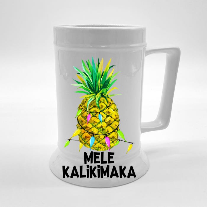 Mele Kalikimaka Pineapple Christmas lights Front & Back Beer Stein