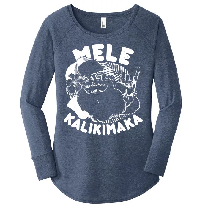 Mele Kalikimaka Santa Claus Women's Perfect Tri Tunic Long Sleeve Shirt