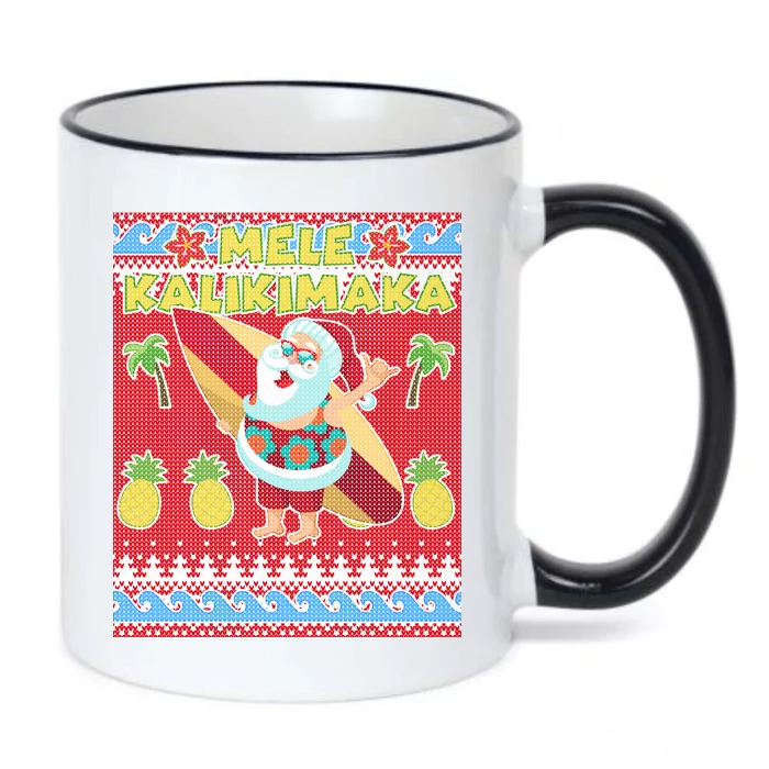 Mele Kalikimaka Santa Ugly Christmas Black Color Changing Mug