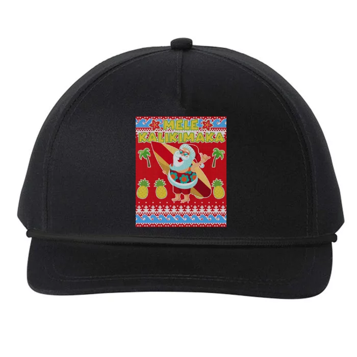 Mele Kalikimaka Santa Ugly Christmas Snapback Five-Panel Rope Hat