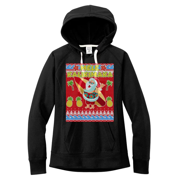 Mele Kalikimaka Santa Ugly Christmas Women's Fleece Hoodie