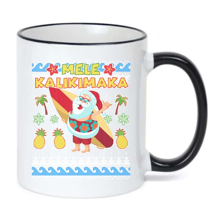 Mele Kalikimaka Santa Ugly Christmas Hawaiian Black Color Changing Mug