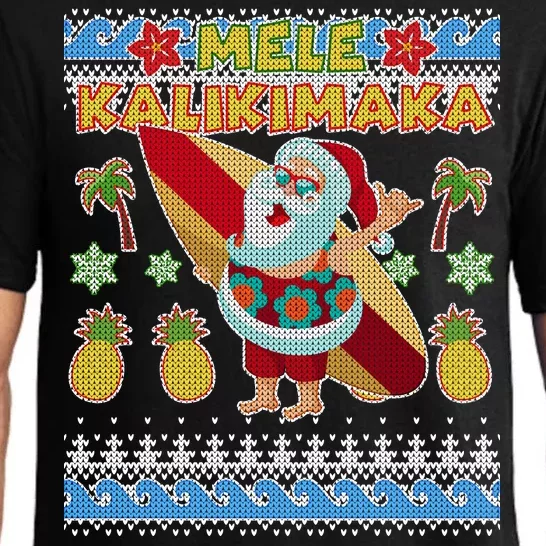 Mele Kalikimaka Santa Ugly Christmas Hawaiian Pajama Set