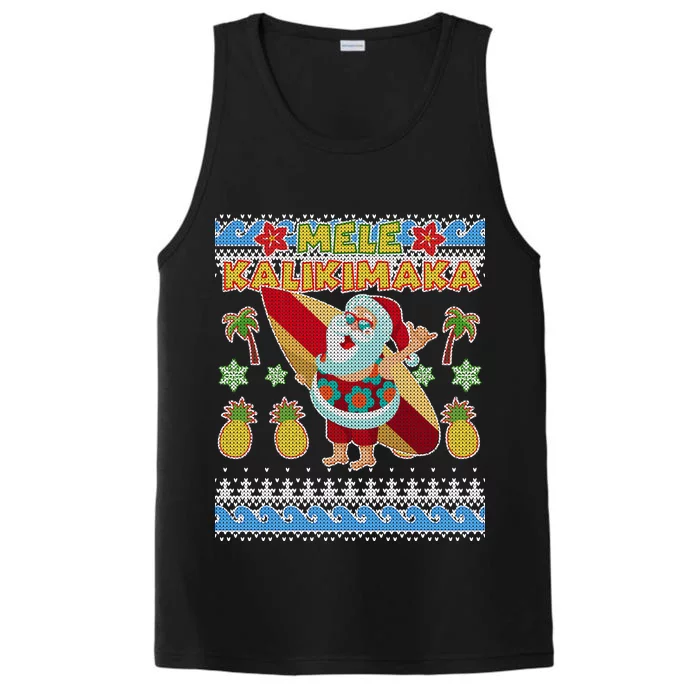 Mele Kalikimaka Santa Ugly Christmas Hawaiian Performance Tank