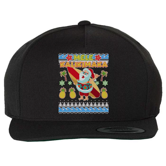 Mele Kalikimaka Santa Ugly Christmas Hawaiian Wool Snapback Cap