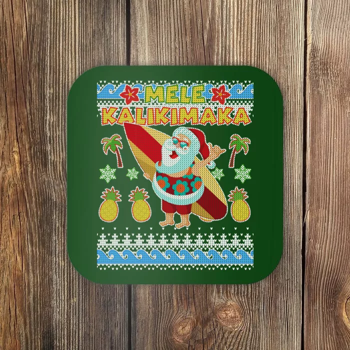 Mele Kalikimaka Santa Ugly Christmas Hawaiian Coaster