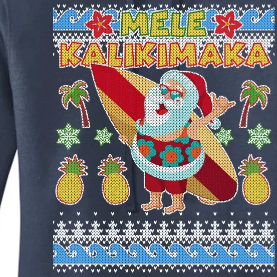 Mele Kalikimaka Santa Ugly Christmas Hawaiian Women's Pullover Hoodie