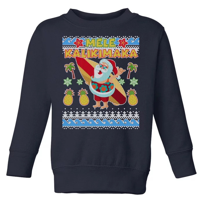 Mele Kalikimaka Santa Ugly Christmas Hawaiian Toddler Sweatshirt