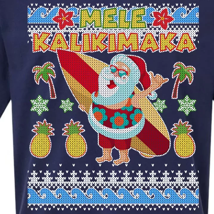 Mele Kalikimaka Santa Ugly Christmas Hawaiian Sueded Cloud Jersey T-Shirt