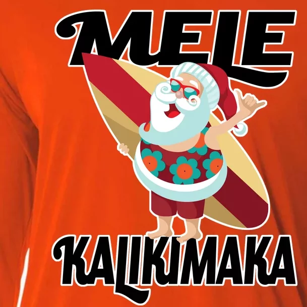 Mele Kalikimaka Surfing Santa Christmas Cooling Performance Long Sleeve Crew