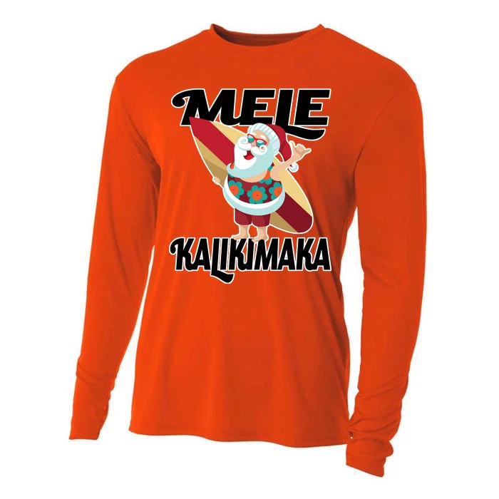 Mele Kalikimaka Surfing Santa Christmas Cooling Performance Long Sleeve Crew