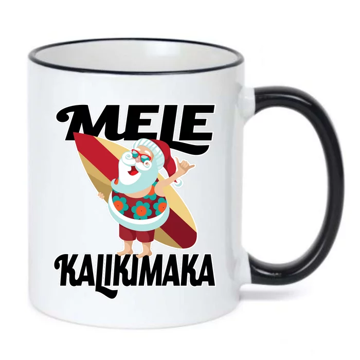 Mele Kalikimaka Surfing Santa Christmas Black Color Changing Mug