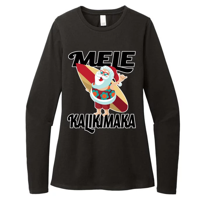 Mele Kalikimaka Surfing Santa Christmas Womens CVC Long Sleeve Shirt