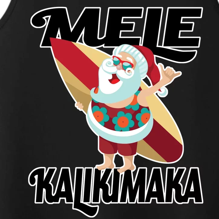 Mele Kalikimaka Surfing Santa Christmas Performance Tank