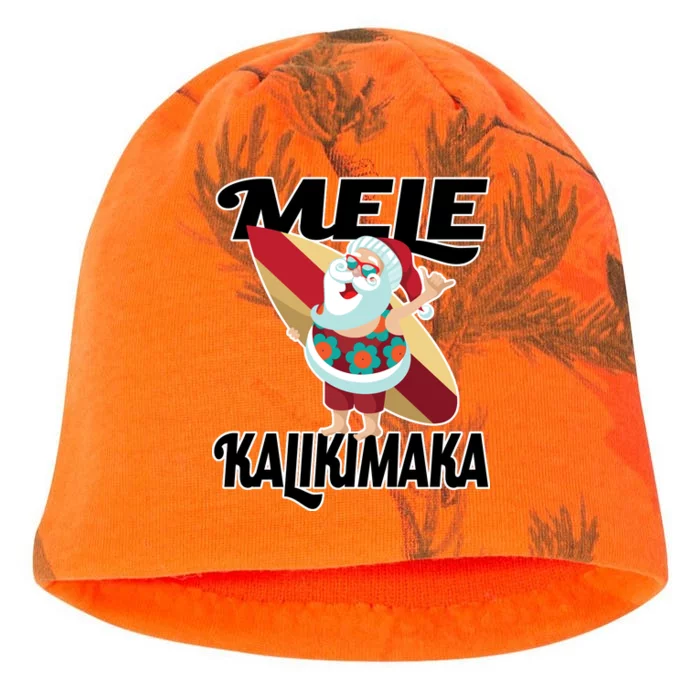 Mele Kalikimaka Surfing Santa Christmas Kati - Camo Knit Beanie