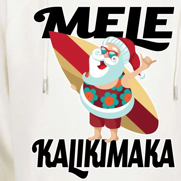 Mele Kalikimaka Surfing Santa Christmas Womens Funnel Neck Pullover Hood