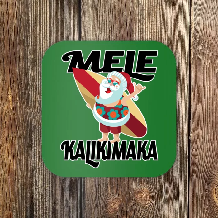 Mele Kalikimaka Surfing Santa Christmas Coaster