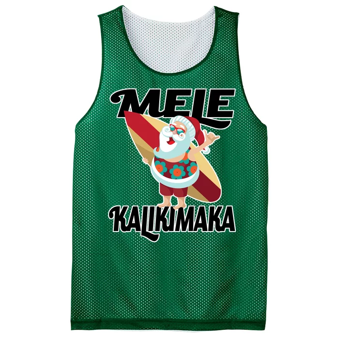 Mele Kalikimaka Surfing Santa Christmas Mesh Reversible Basketball Jersey Tank