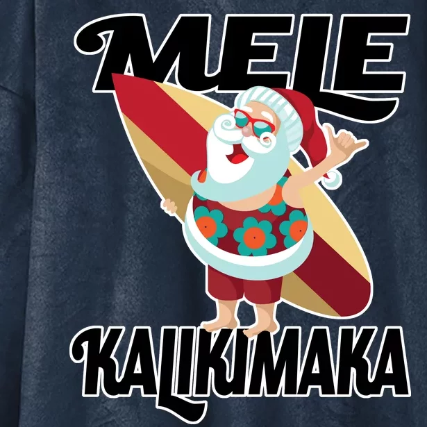 Mele Kalikimaka Surfing Santa Christmas Hooded Wearable Blanket