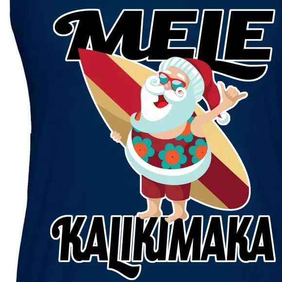 Mele Kalikimaka Surfing Santa Christmas Ladies Essential Flowy Tank