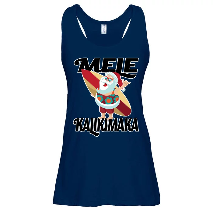 Mele Kalikimaka Surfing Santa Christmas Ladies Essential Flowy Tank