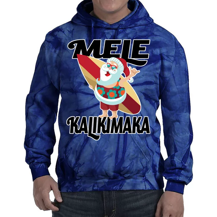 Mele Kalikimaka Surfing Santa Christmas Tie Dye Hoodie