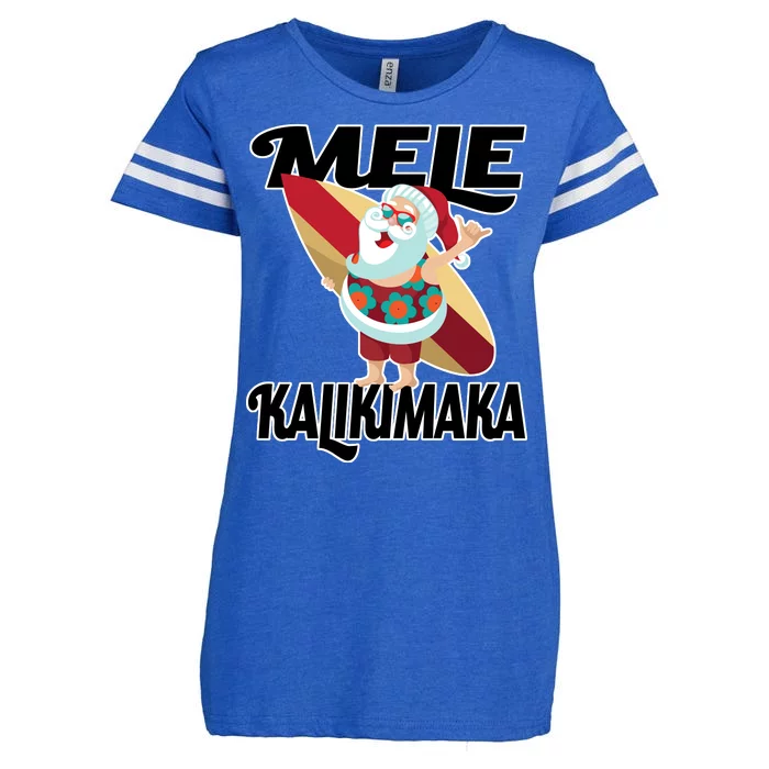 Mele Kalikimaka Surfing Santa Christmas Enza Ladies Jersey Football T-Shirt