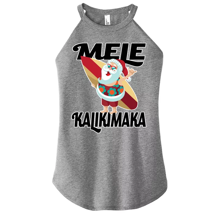 Mele Kalikimaka Surfing Santa Christmas Women’s Perfect Tri Rocker Tank