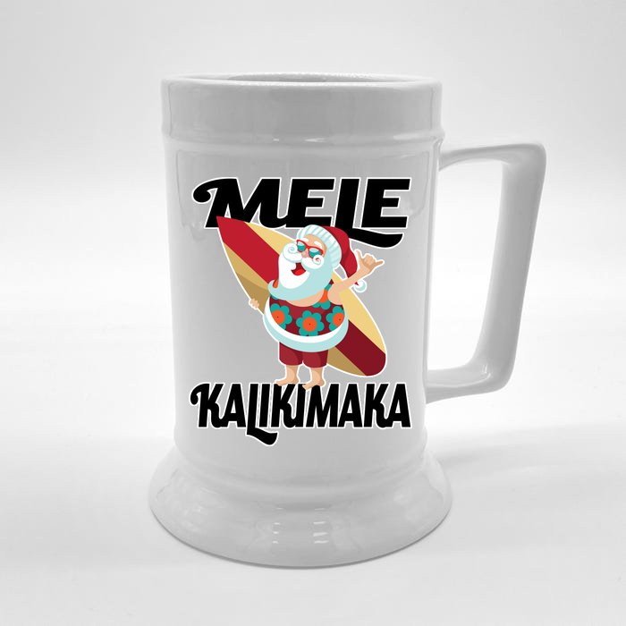 Mele Kalikimaka Surfing Santa Christmas Front & Back Beer Stein