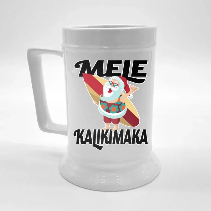 Mele Kalikimaka Surfing Santa Christmas Front & Back Beer Stein