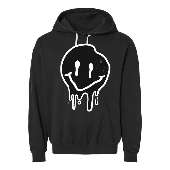 Melting Black And White Smile Face Garment-Dyed Fleece Hoodie