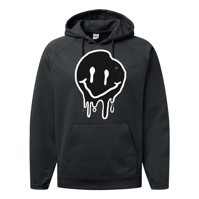 Melting Black And White Smile Face Performance Fleece Hoodie