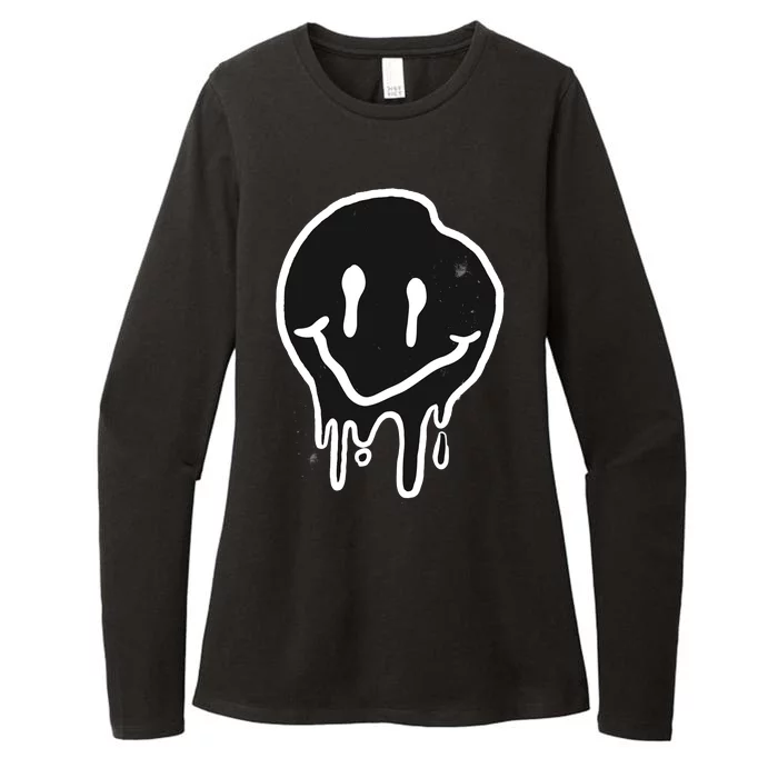 Melting Black And White Smile Face Womens CVC Long Sleeve Shirt