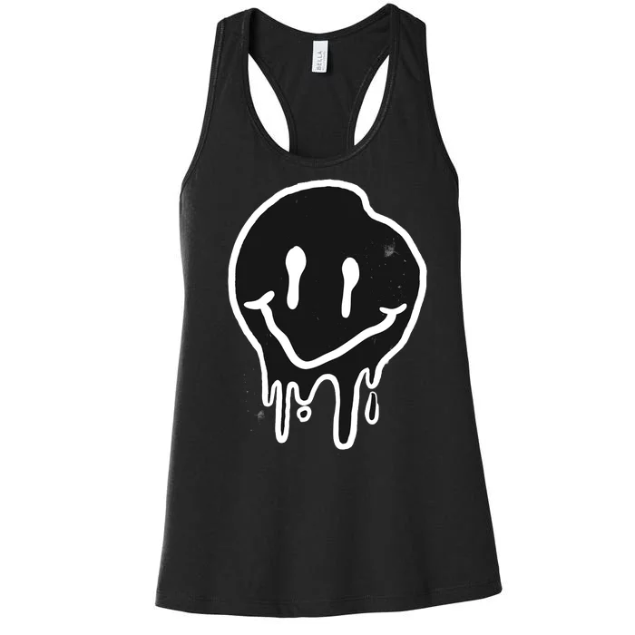 Melting Black And White Smile Face Women's Racerback Tank