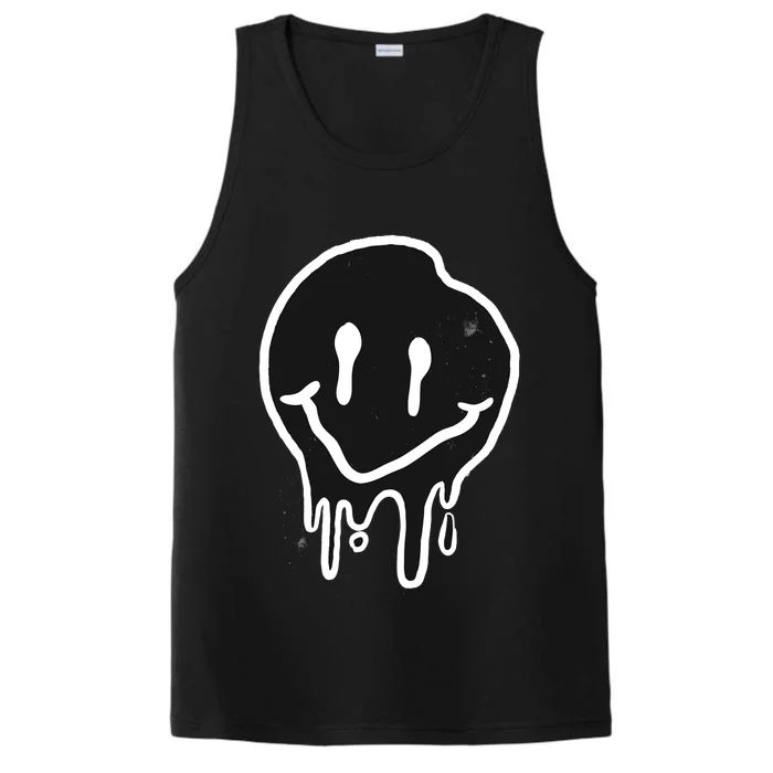 Melting Black And White Smile Face Performance Tank