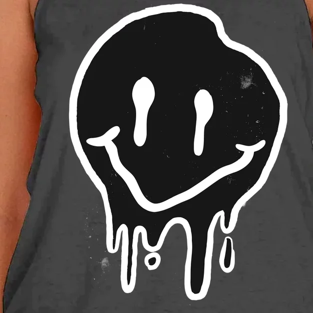 Melting Black And White Smile Face Women's Knotted Racerback Tank